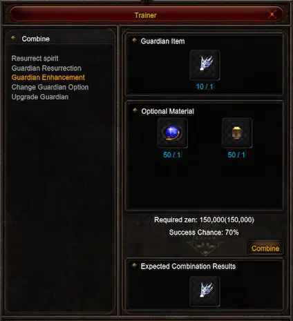 NPC Trainer Guardian Enhancement Option · žaidimo vaizdas